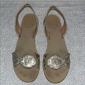 Jack Rogers PlatinumSandals with Elegant Medallion Design